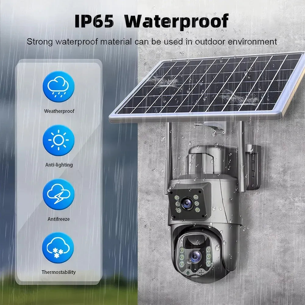 Dual Lens 8MP Full HD Solar Security Camera with 360° View and Night Vision
