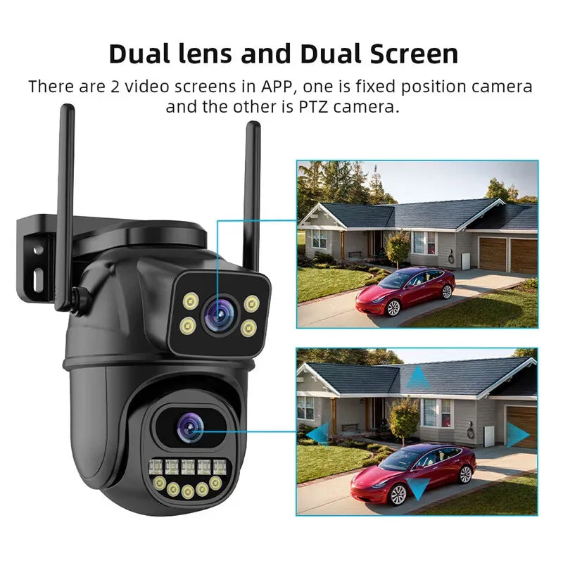 4K 8MP Wireless IP Camera in Black with Outdoor PTZ and Night Vision