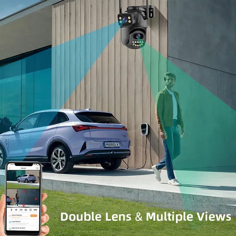 4K 8MP Wireless IP Camera in Black with Outdoor PTZ and Night Vision