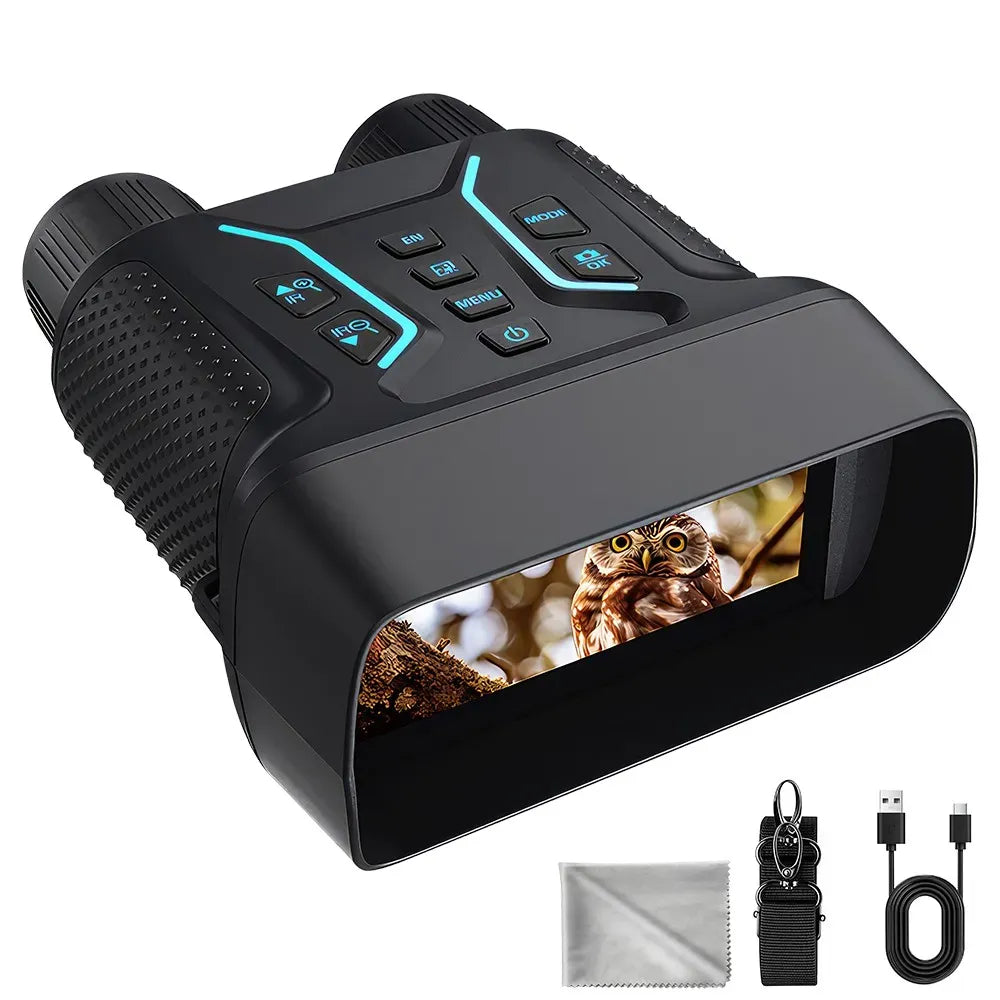 36MP 8X Zoom 4K Infrared Night Vision Binoculars with 4.5" Screen - Black