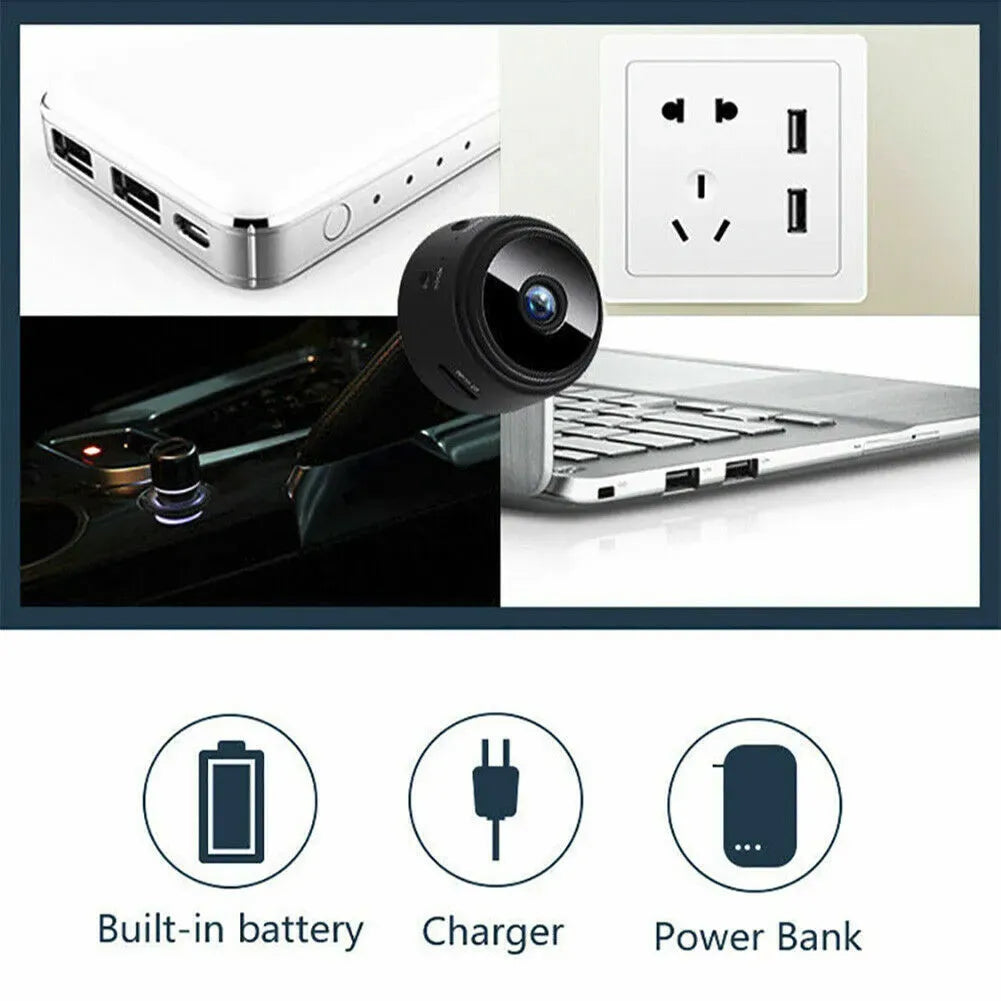 Mini WiFi Wireless IP Surveillance Camera 1080P HD Black
