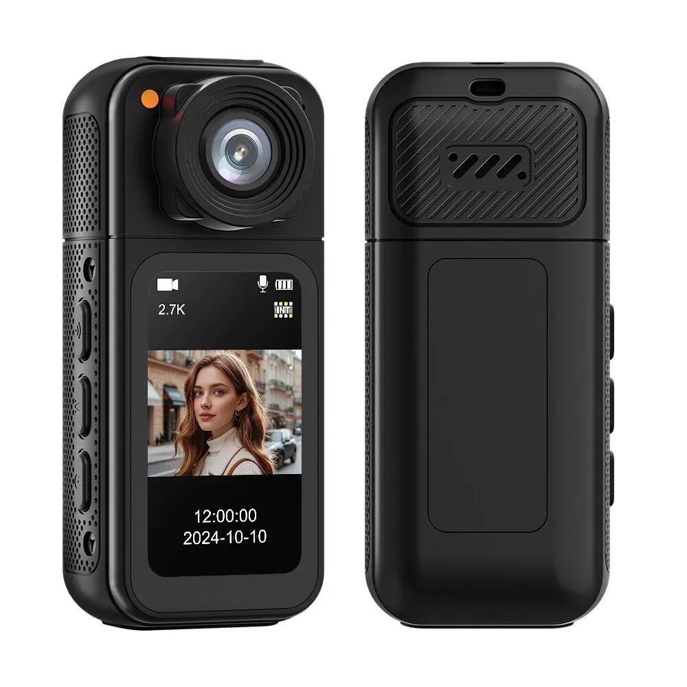 2.7K HD Mini Action Camera, Portable Thumb Camera with 180° Rotating Lens, Black