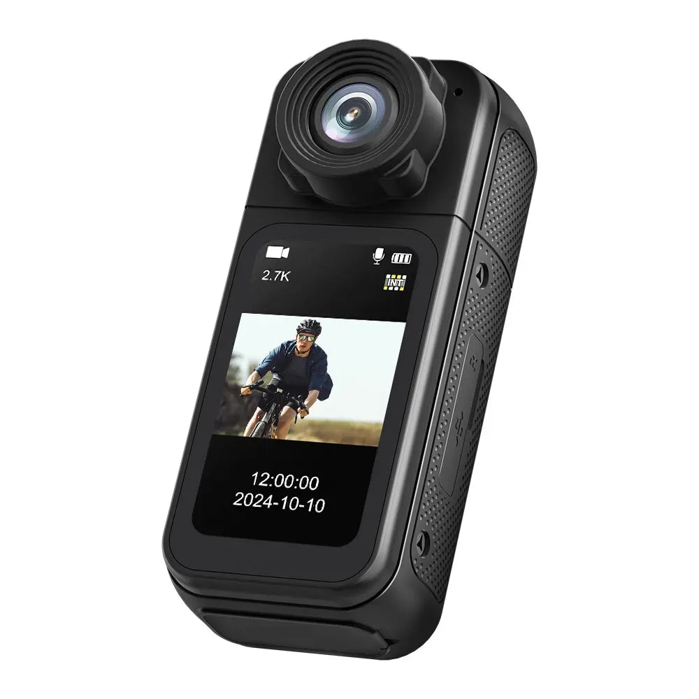 2.7K HD Mini Action Camera with 180° Rotating Lens, Portable and Compact for Outdoor Sports