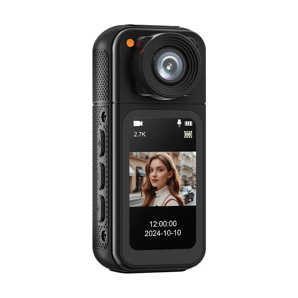 2.7K HD Mini Action Camera with 180° Rotating Lens, Portable and Compact for Outdoor Sports