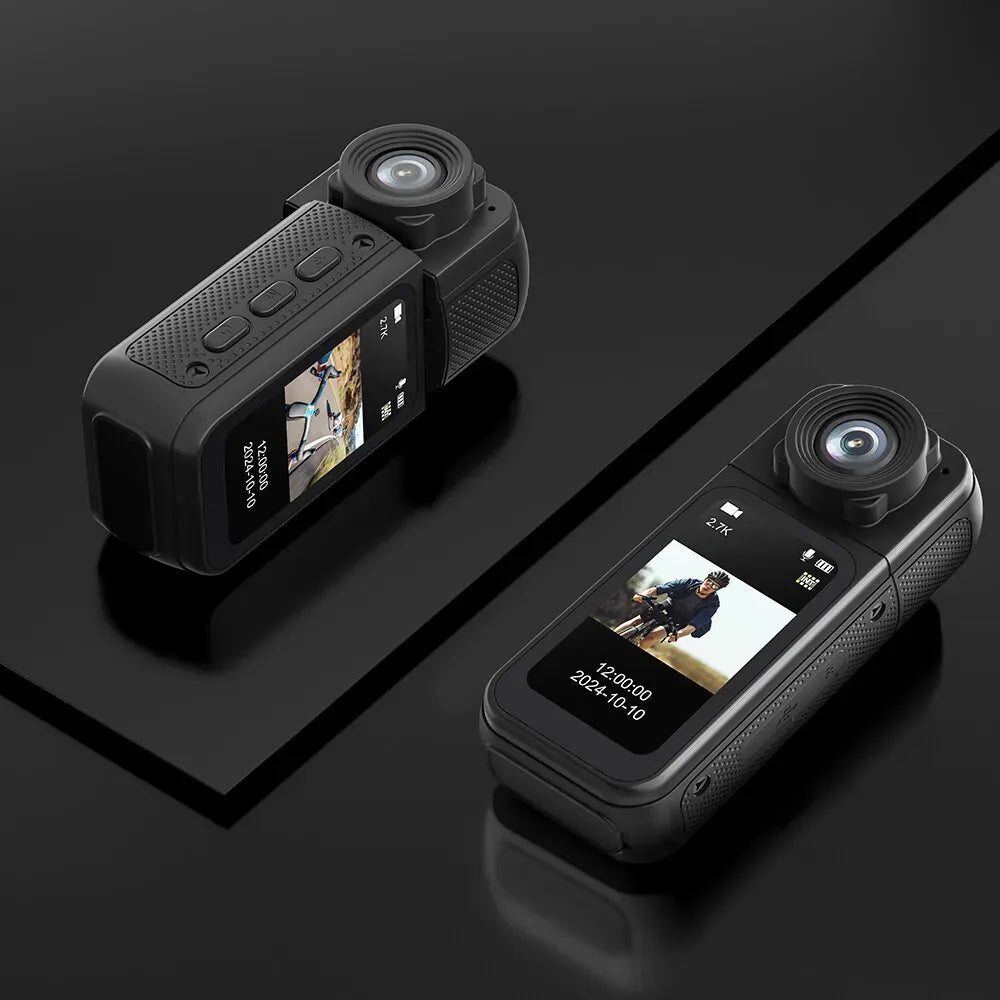 2.7K HD Mini Action Camera with 180° Rotating Lens, Portable and Compact for Outdoor Sports