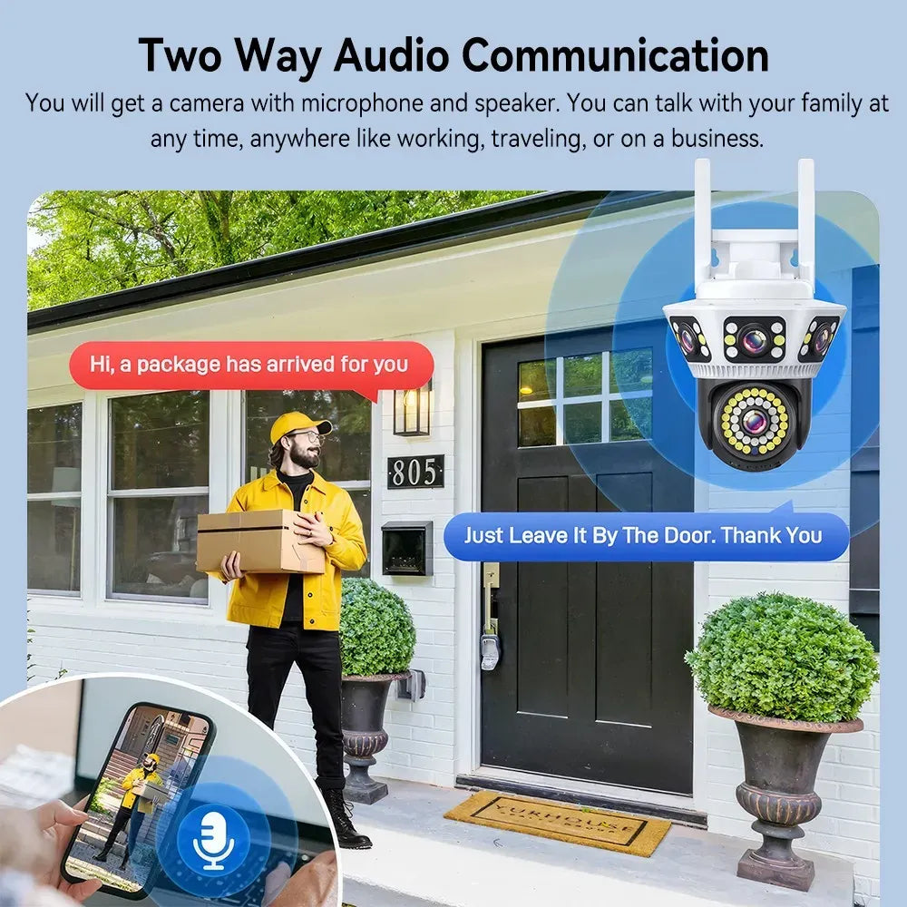 Outdoor 1080P HD WiFi Wireless PTZ IP Security Camera in Black with Auto Tracking