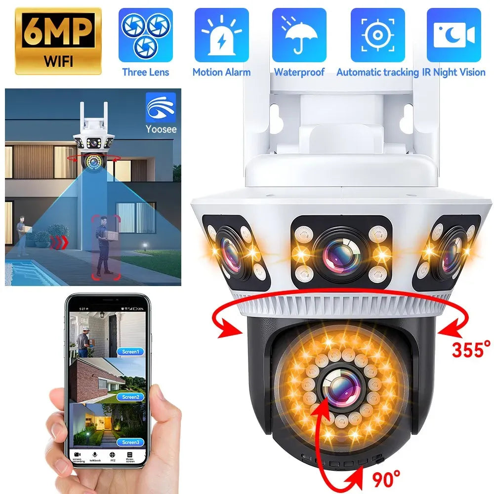 Outdoor 1080P HD WiFi Wireless PTZ IP Security Camera in Black with Auto Tracking