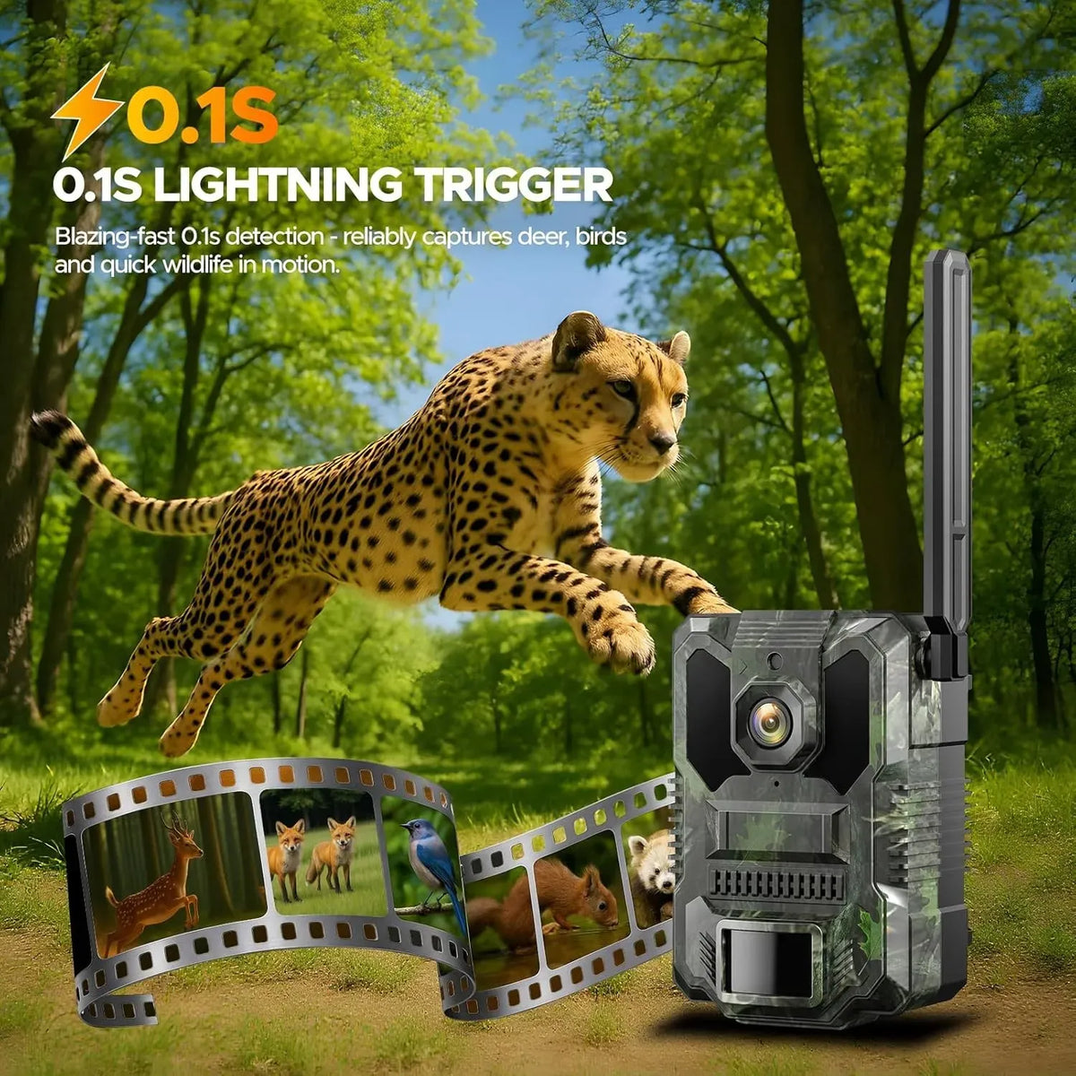 32MP Solar Trail Camera with 2.5K Video and 940NM No Glow Night Vision