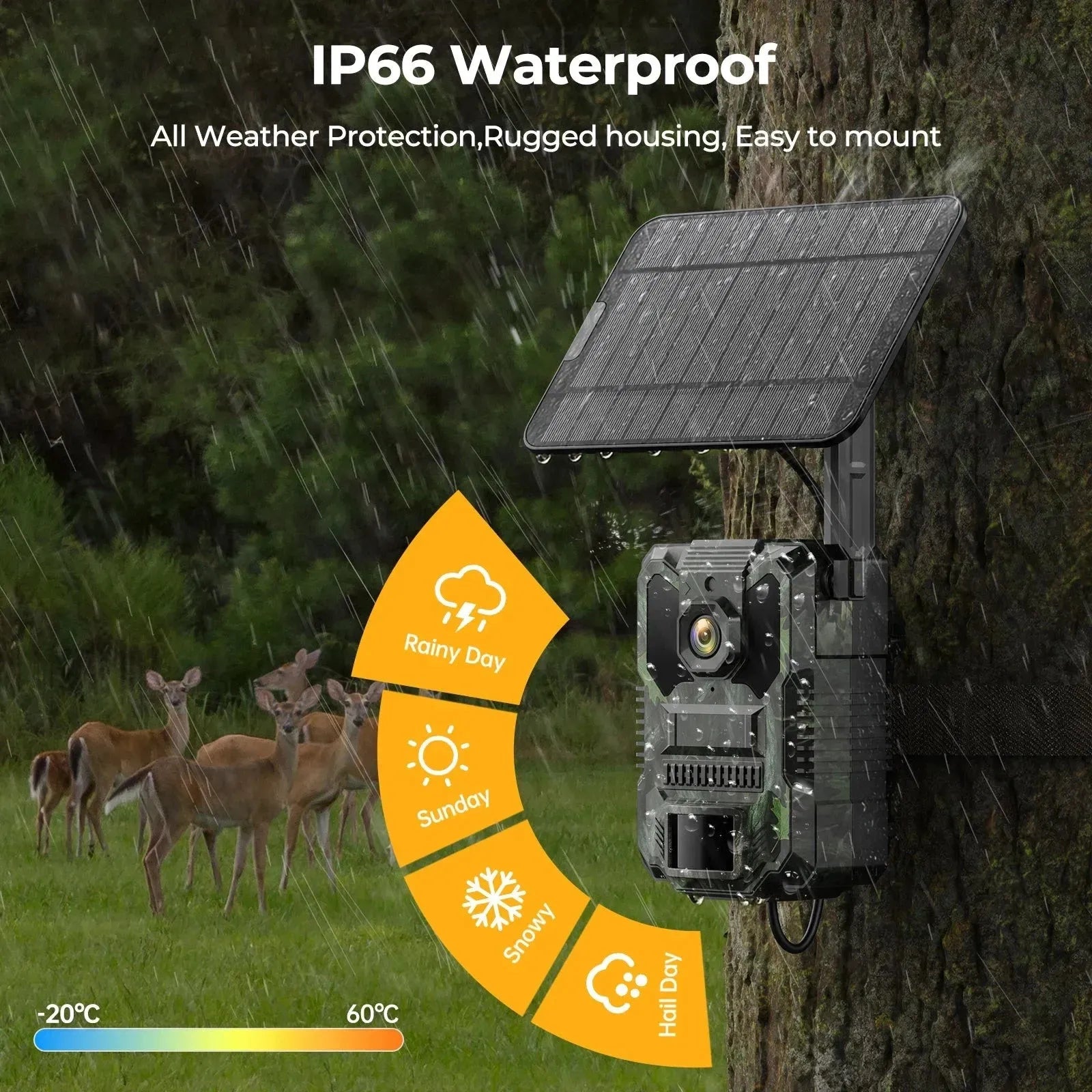 32MP Solar Trail Camera with 2.5K Video and 940NM No Glow Night Vision