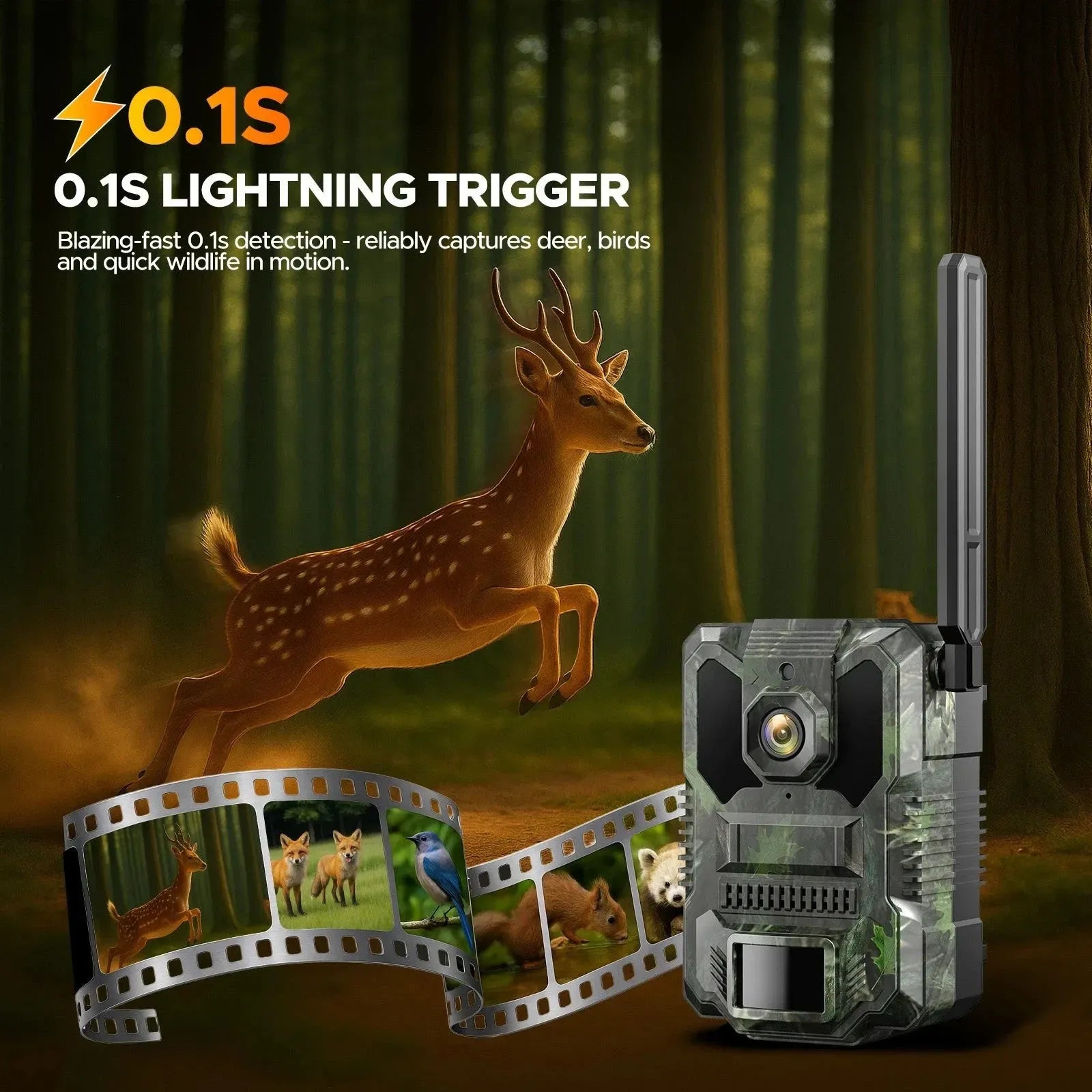 32MP Solar Trail Camera with 2.5K Video and 940NM No Glow Night Vision