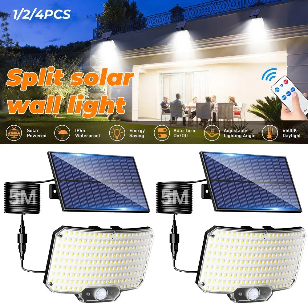 238LED Solar Powered Motion Sensor Outdoor Security Flood Light - Black