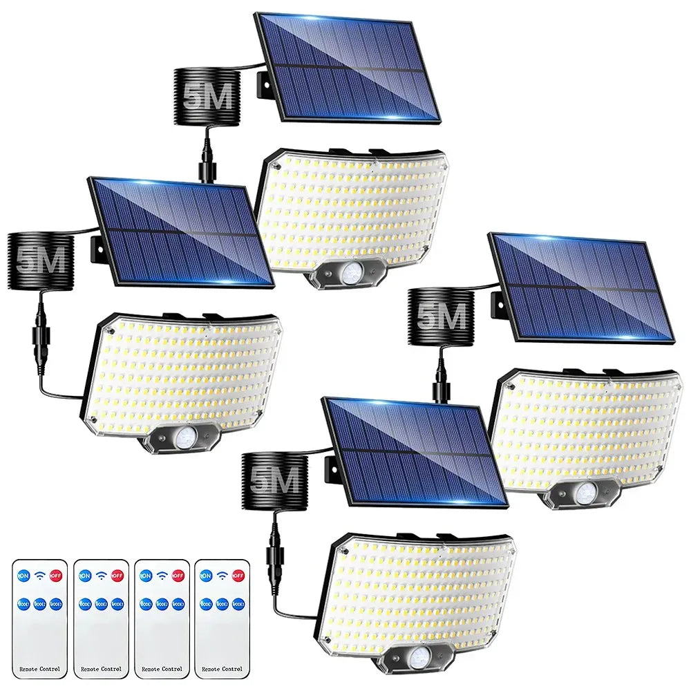 238LED Solar Powered Motion Sensor Outdoor Security Flood Light - Black