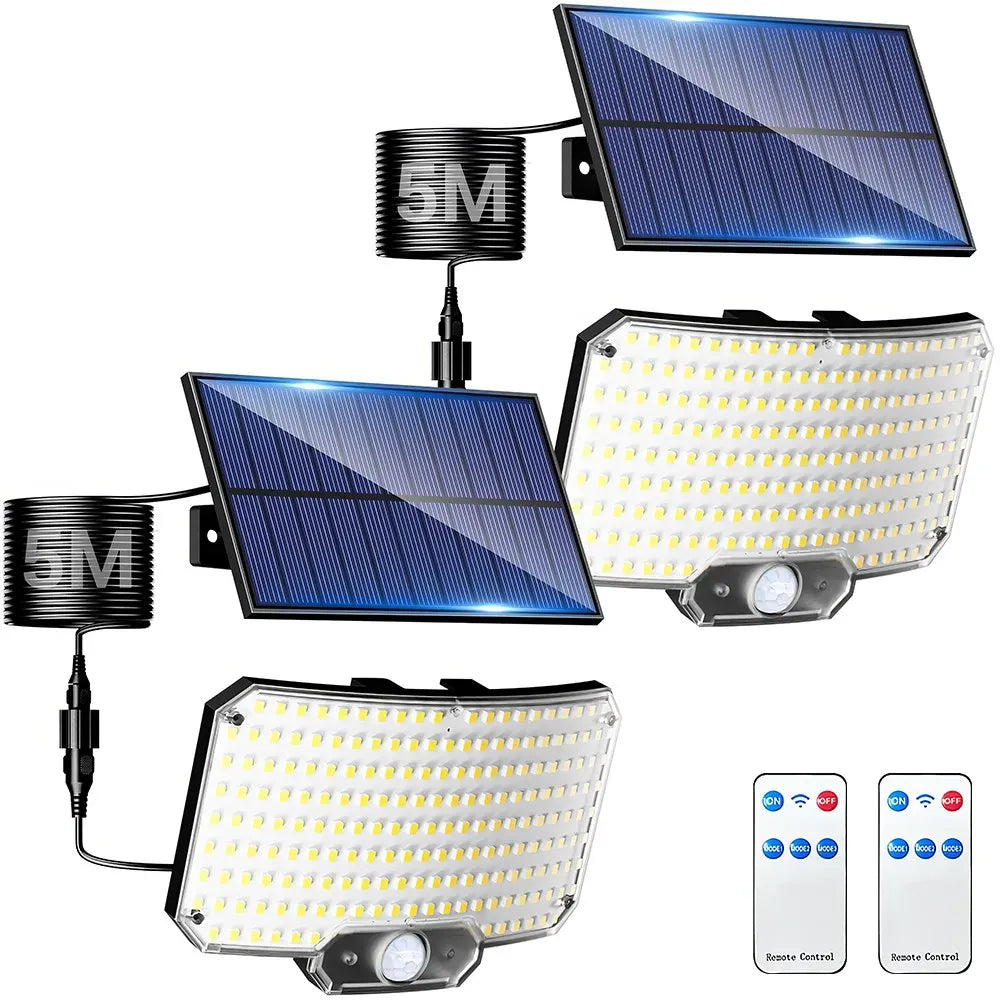 238LED Solar Powered Motion Sensor Flood Light in Black for Outdoor Security