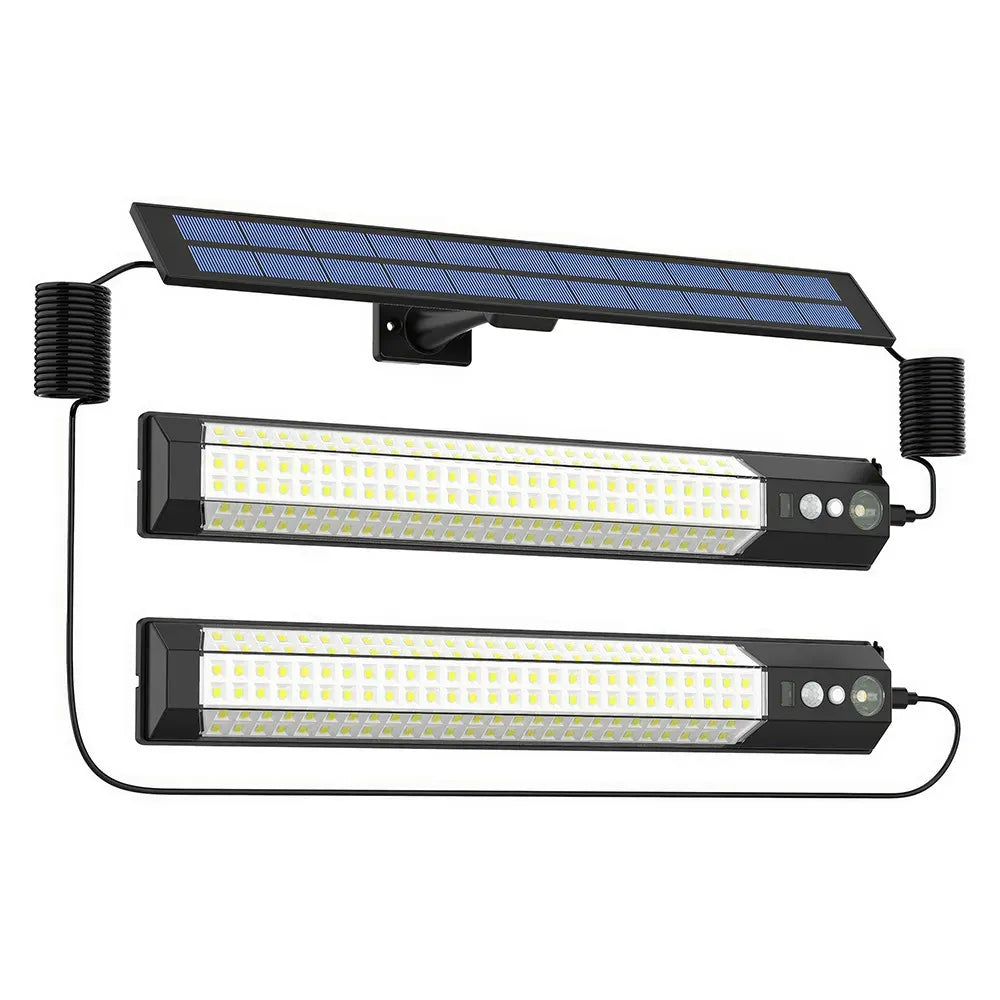 Solar Powered LED Motion Sensor Wall Light, Black, 2000LM, IP65, 3 Modes