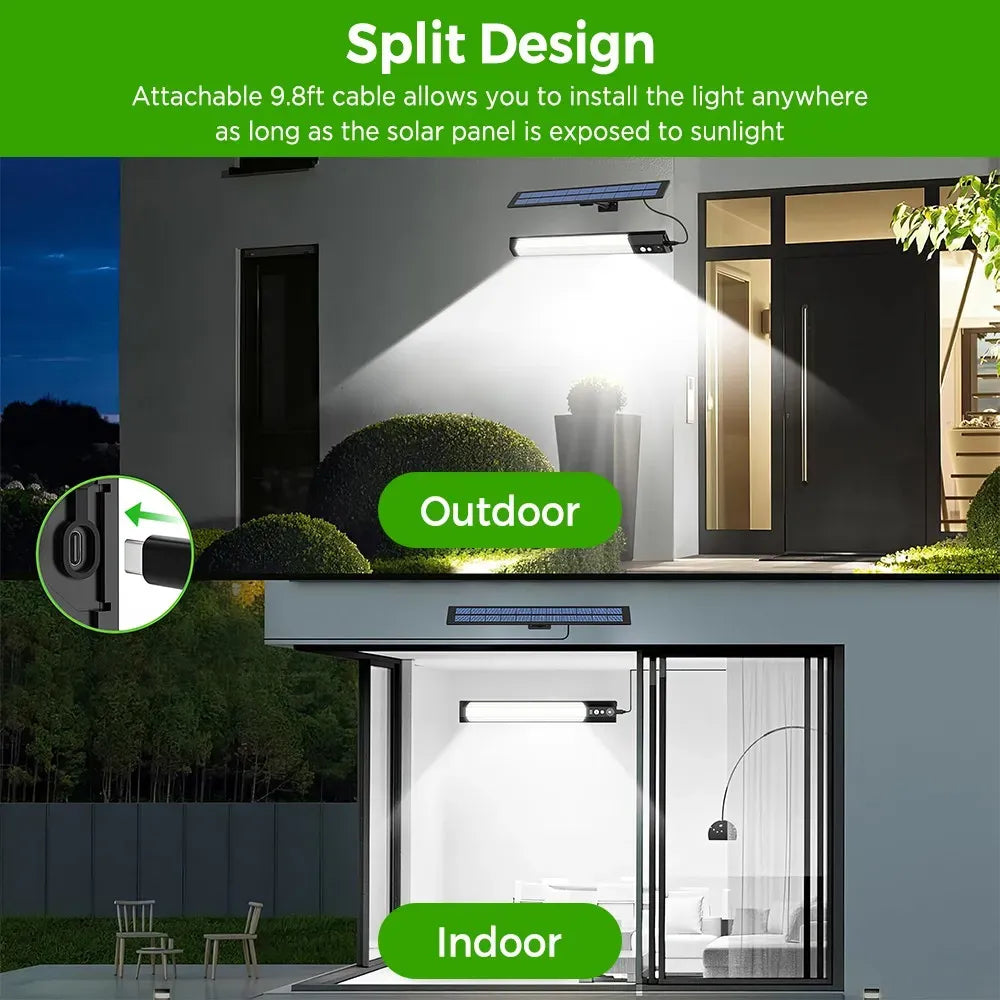Solar Powered LED Motion Sensor Wall Light, Black, 2000LM, IP65, 3 Modes