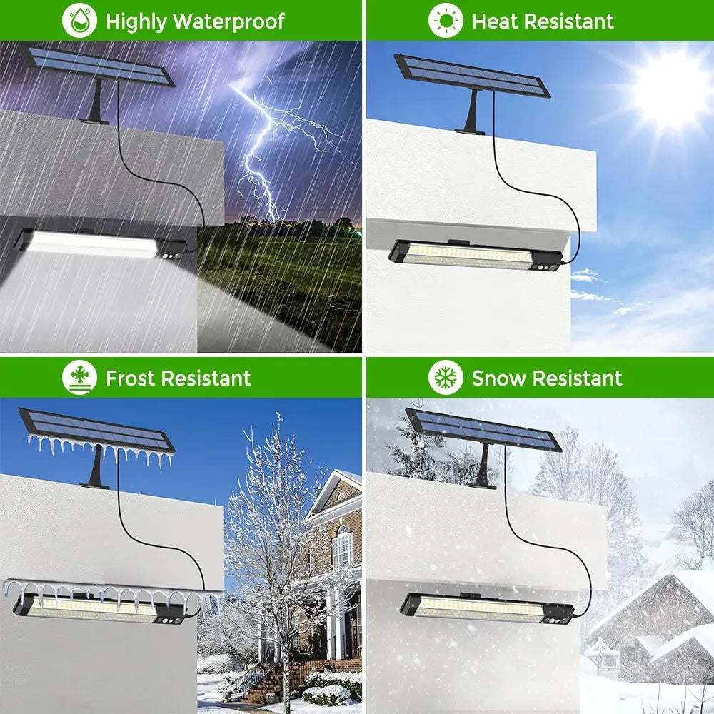 Solar Powered LED Motion Sensor Wall Light, Black, 2000LM, IP65, 3 Modes