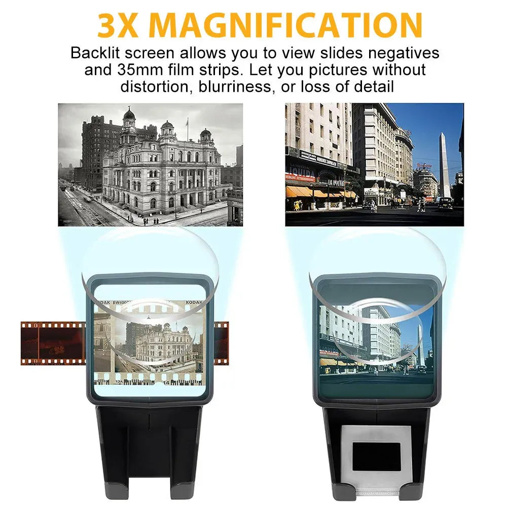 Photography Slide Viewer with 3X Magnification, Black, Desktop Design