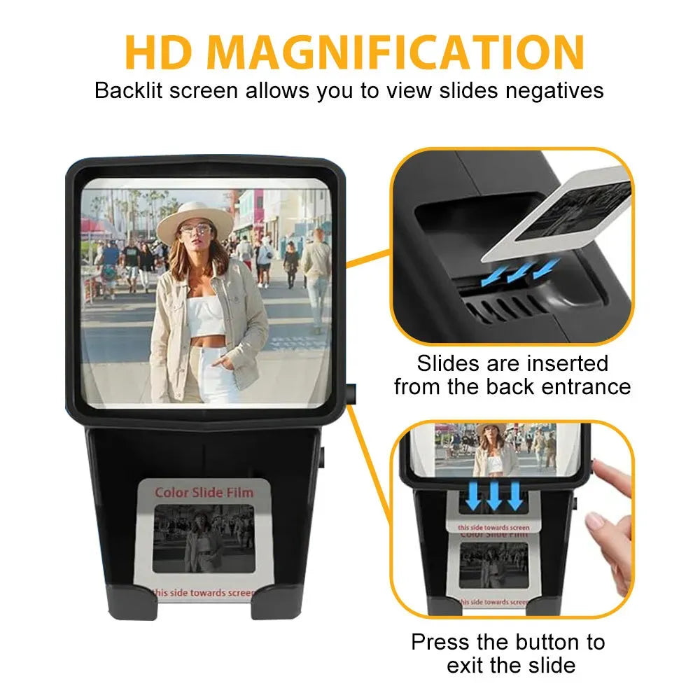 Photography Slide Viewer with 3X Magnification, Black, Desktop Design