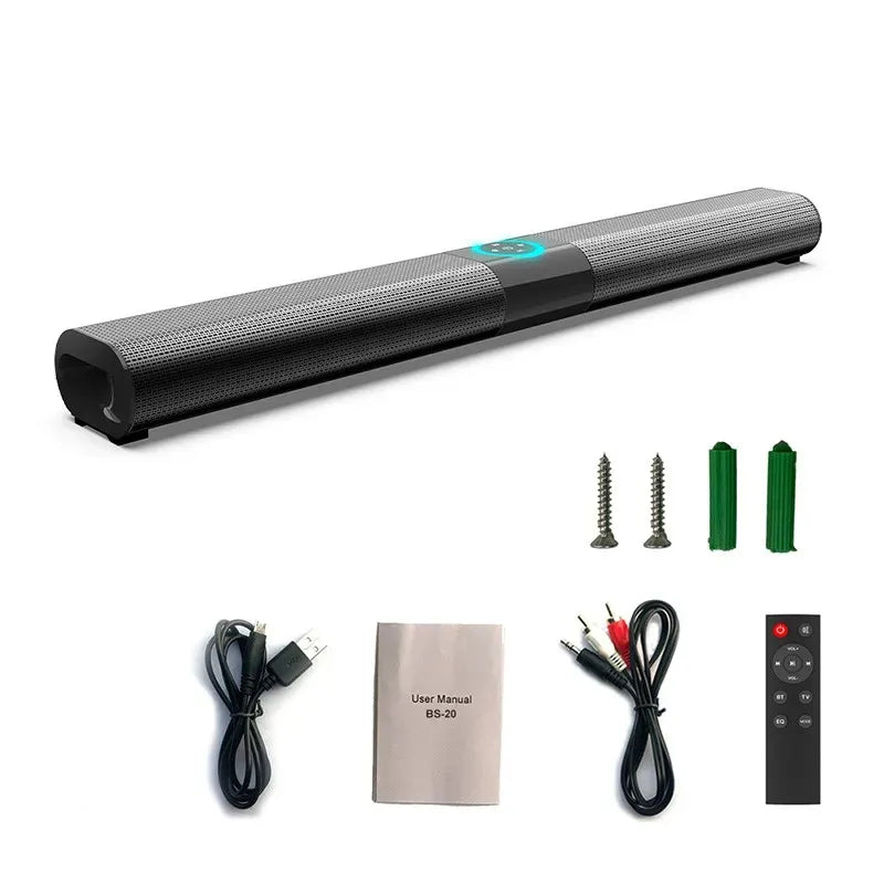 Wireless Bluetooth 5.0 Black Sound Bar Speaker with RGB Light, 538x73x48mm