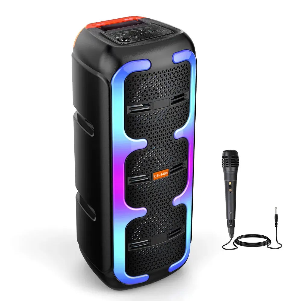 Portable Black Wireless Bluetooth Speaker with Dual Stereo Subwoofer and RGB Lights