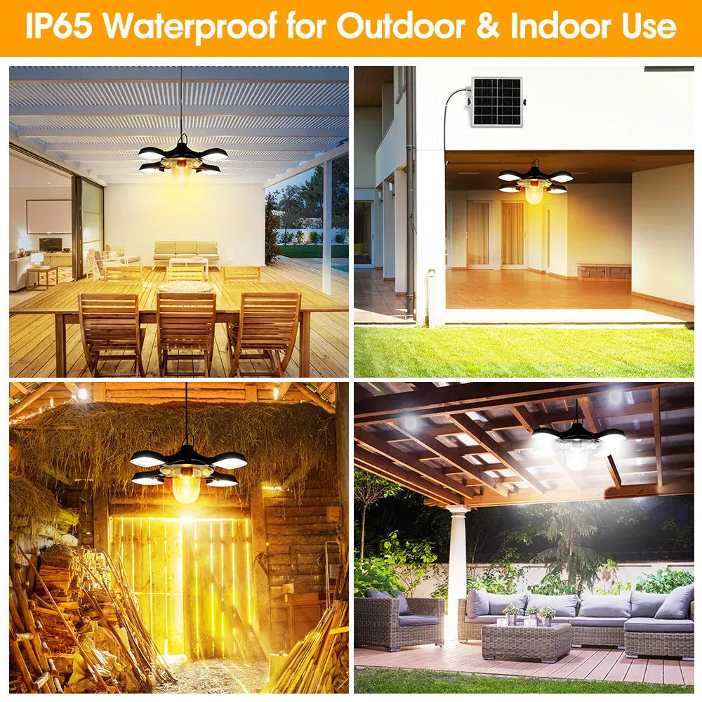 Solar Pendant Light 192LED Waterproof Motion Sensor Indoor Outdoor Black
