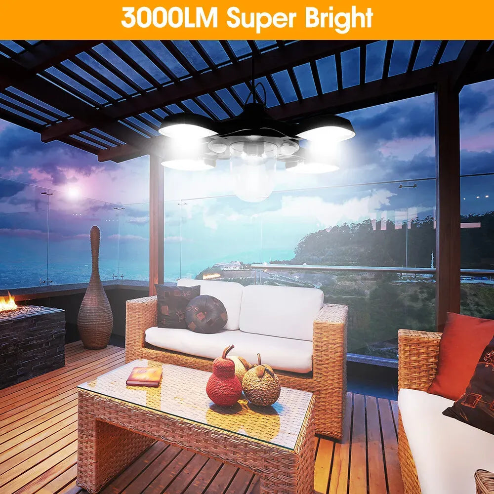 Solar Pendant Light 192LED Waterproof Motion Sensor Indoor Outdoor Black