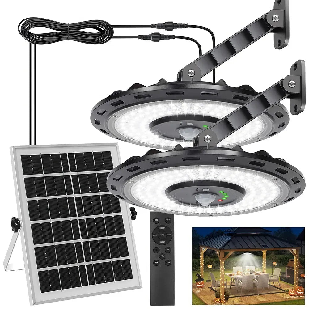 3000LM Black Solar Sensor LED Lights with Dual Head for Outdoor Use