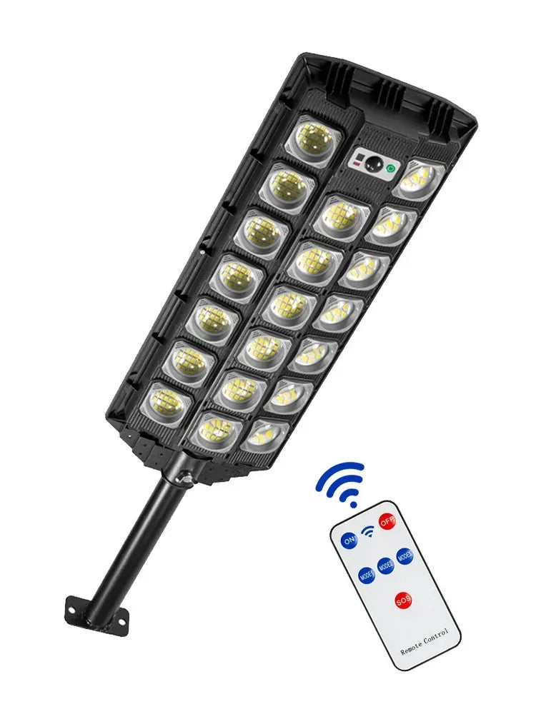 80000LM 5000W Black Solar Street LED Light with Radar Sensor and Remote Control for Outdoor Use - 5000W/1152LED