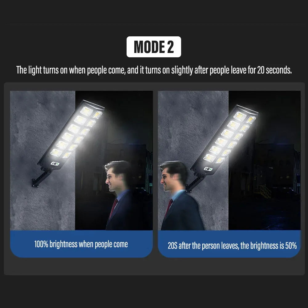 80000LM 5000W Black Solar Street LED Light with Radar Sensor and Remote Control for Outdoor Use - 5000W/1152LED