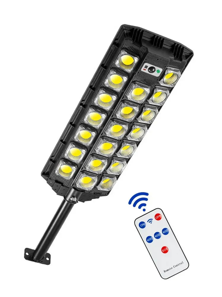 80000LM 5000W Black Solar Street LED Light with Radar Sensor and Remote Control for Outdoor Use - 360W/620COB