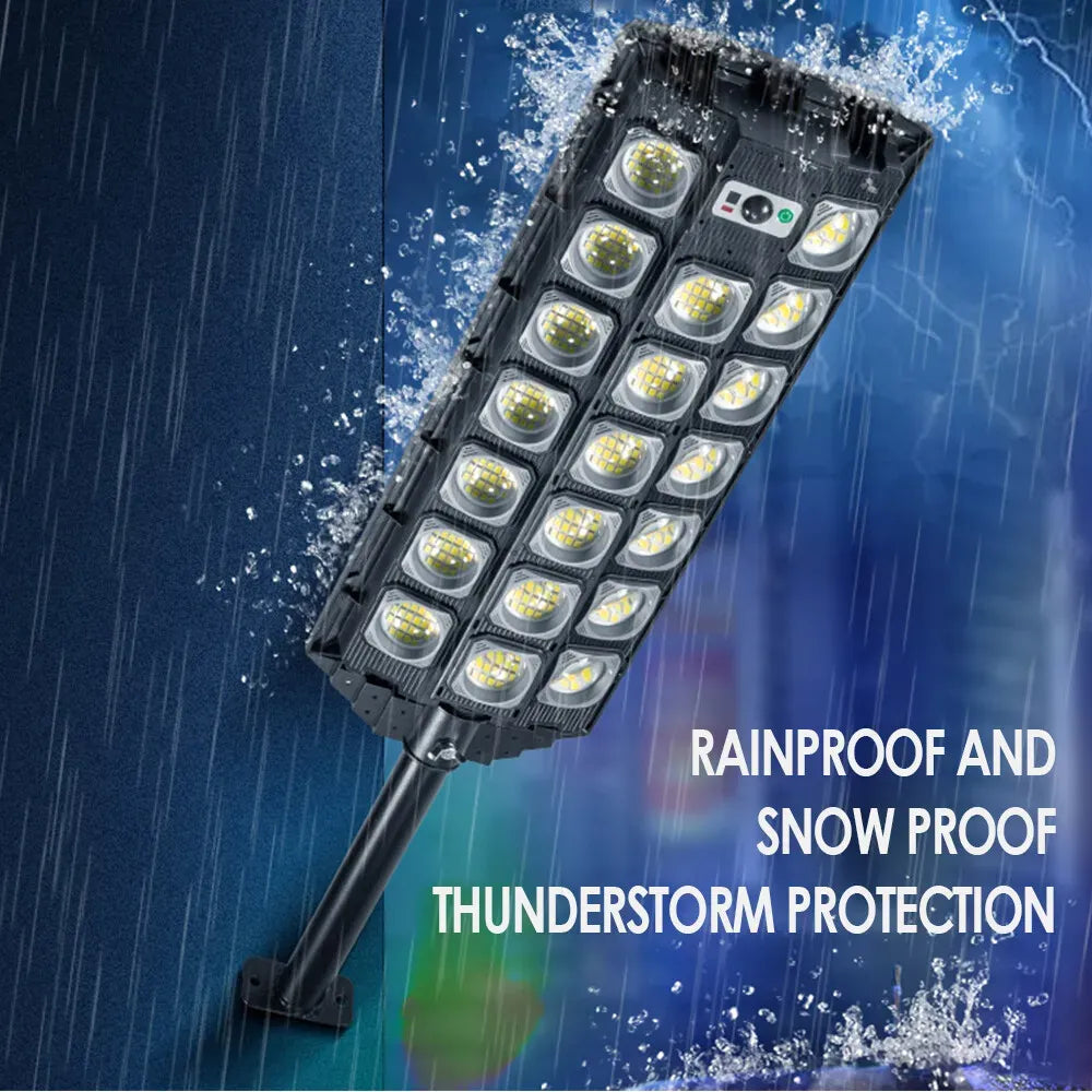 80000LM 3500W Black Solar Street LED Light with Radar Sensor and Remote Control for Outdoor Use - 3500W/720LED