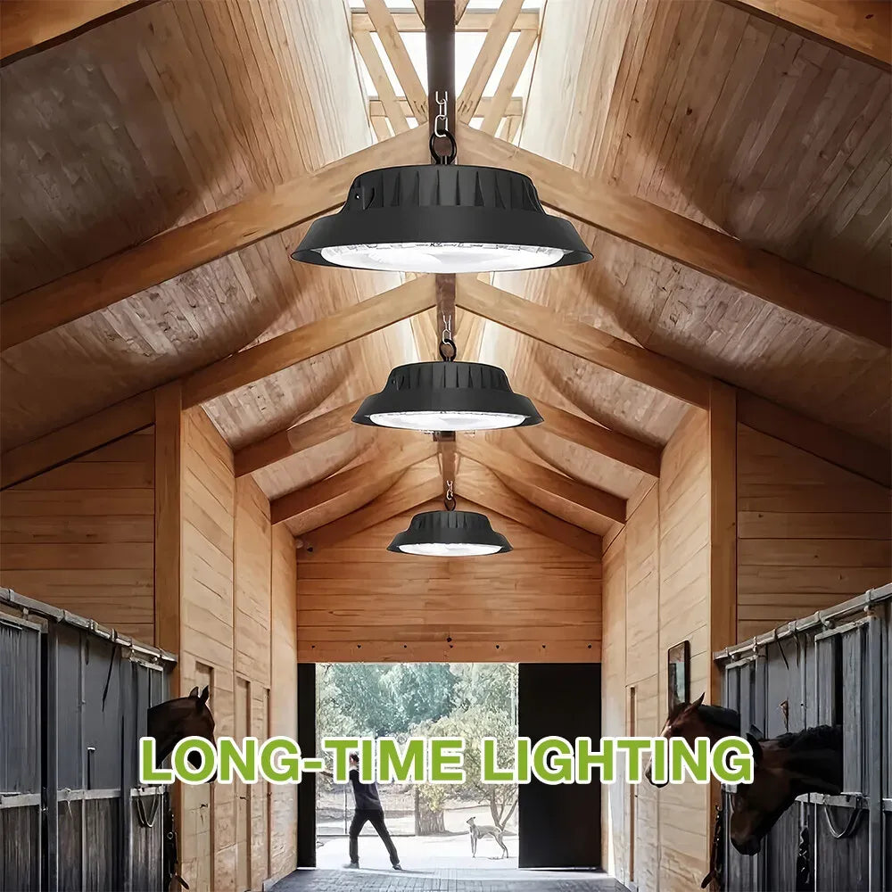 Solar Power Outdoor UFO LED High Bay Light 300W Black for Shed Garage Shop