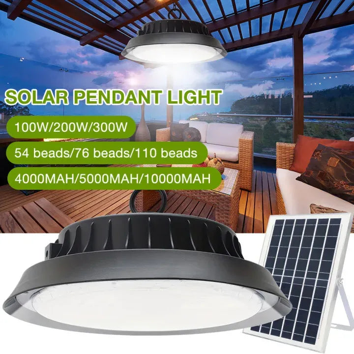 Solar Power Outdoor UFO LED High Bay Light 300W Black for Shed Garage Shop