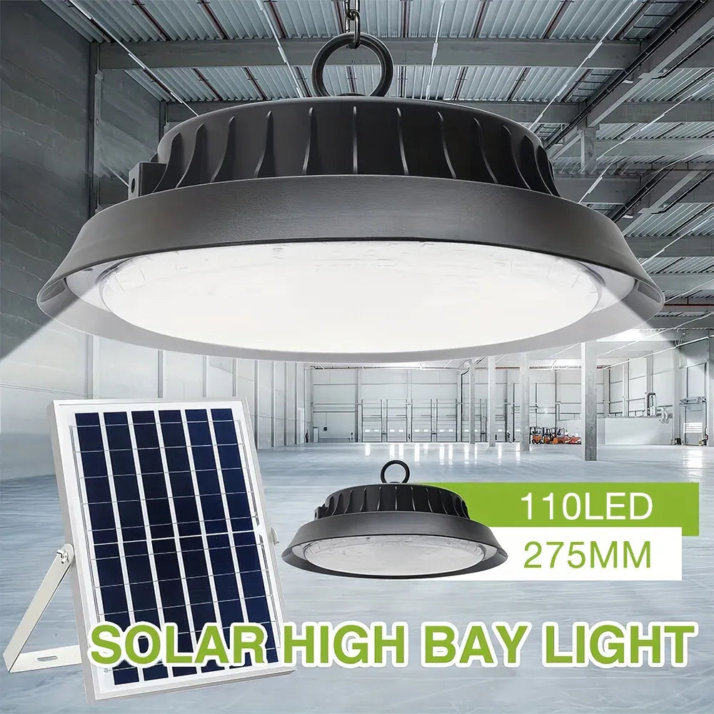 Solar Power Outdoor UFO LED High Bay Light 300W Black for Shed Garage Shop