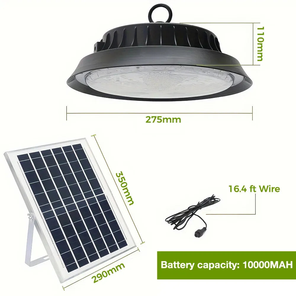 Solar Power Outdoor UFO LED High Bay Light in Black - 200W