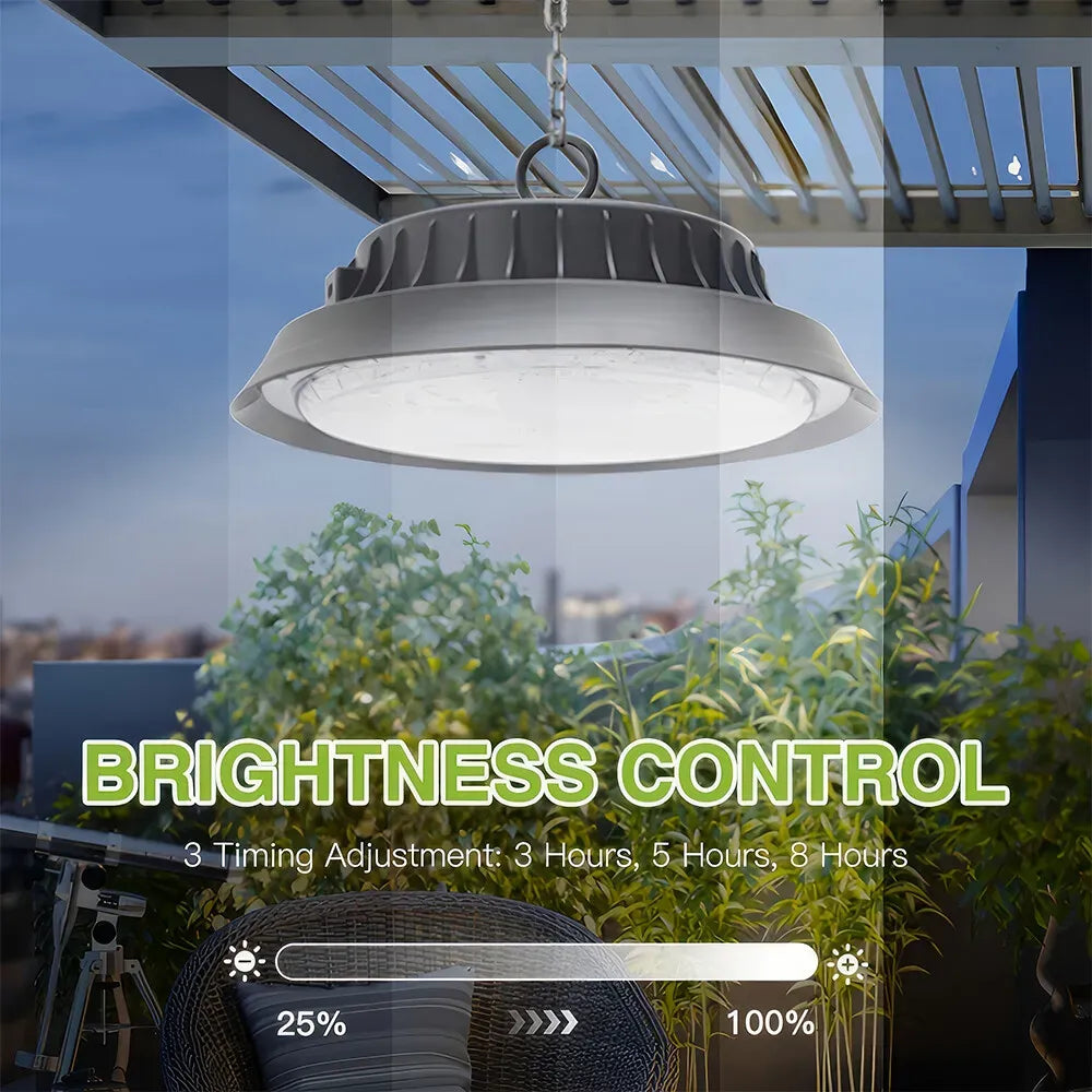 Solar Power Outdoor UFO LED High Bay Light in Black - 200W
