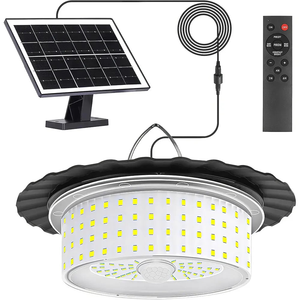 3000LM Black Solar Shed Light with 244 LEDs, Remote Control, 5 Modes, IP65 Waterproof