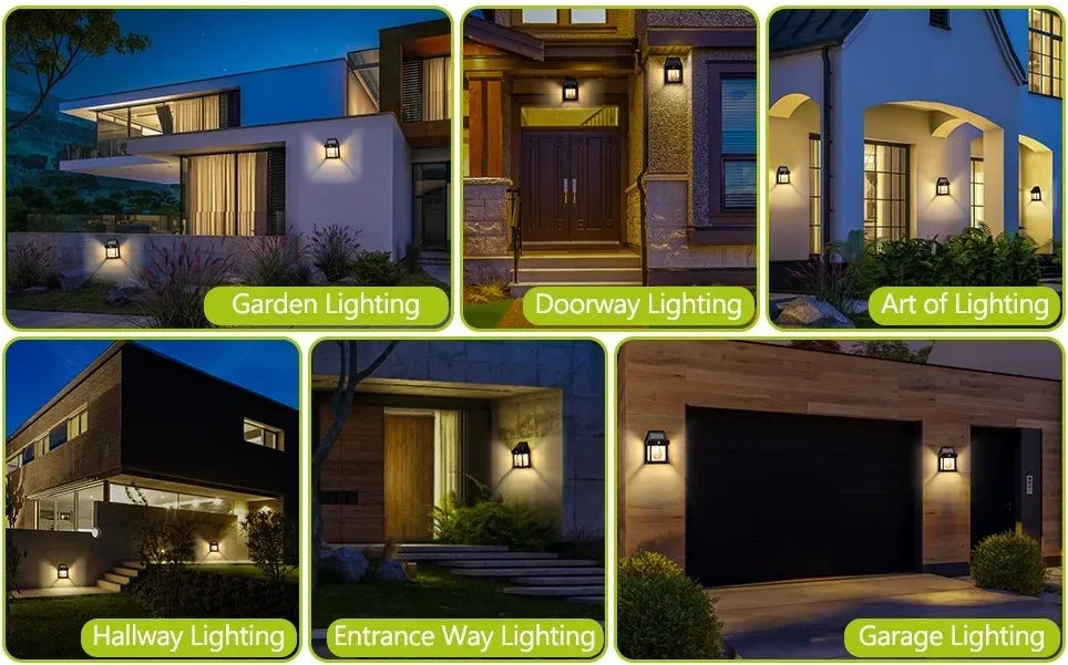 4 Pack Black Solar Wall Light with Motion Sensor and 3 Lighting Modes - 2x