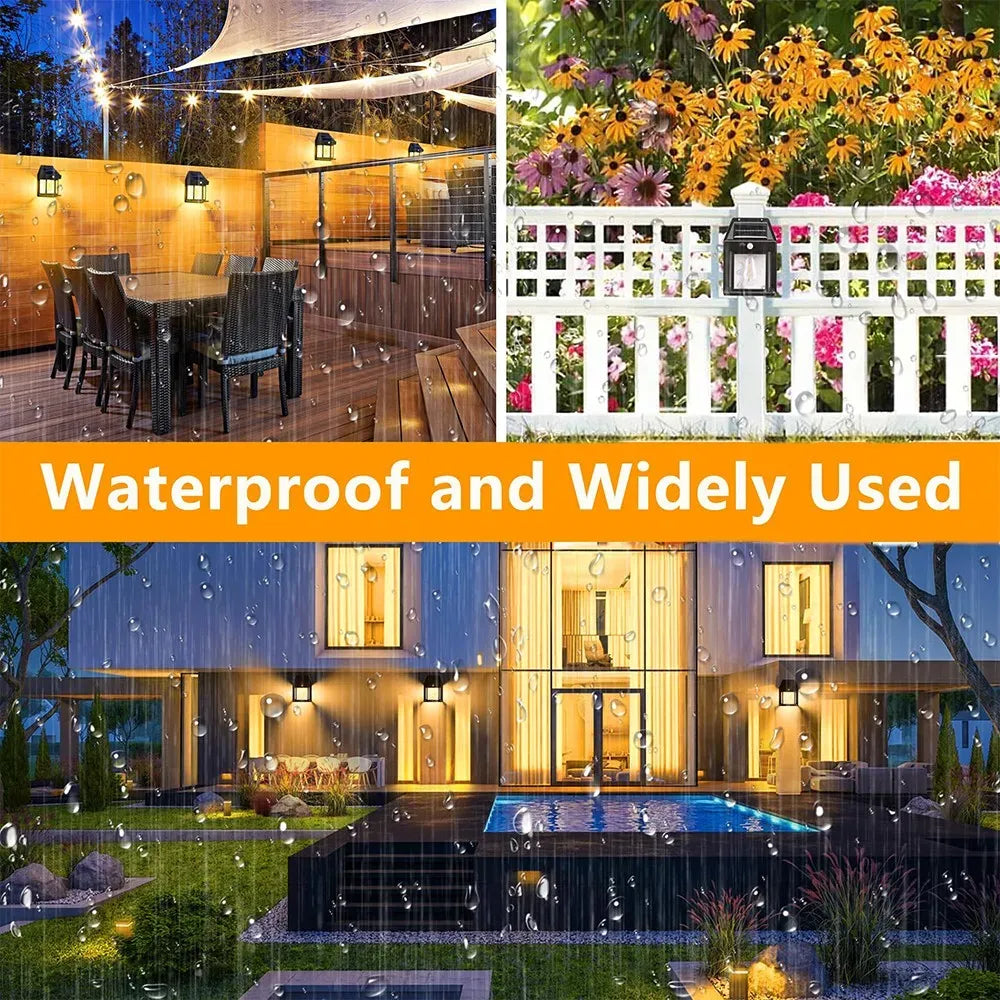 4 Pack Black Solar Wall Light with Motion Sensor and 3 Lighting Modes - 2x
