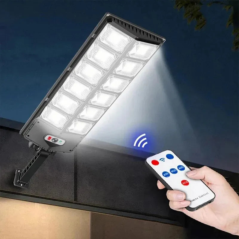 2-Pack 80000LM Black Solar Street Light with 504 LEDs and Remote Control