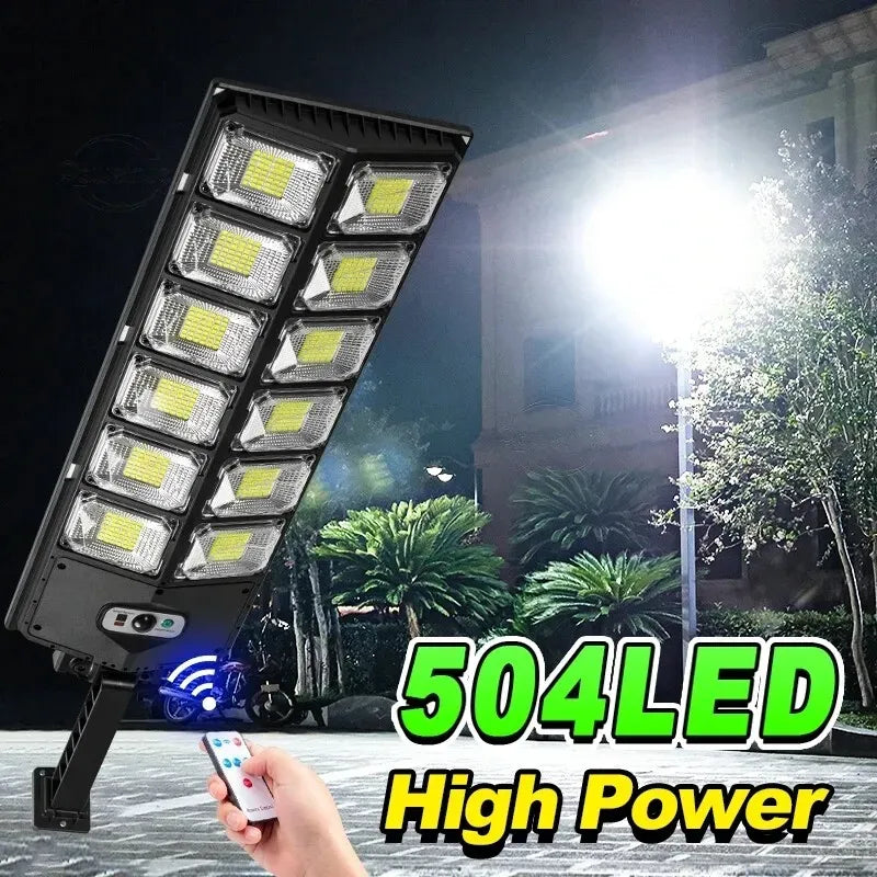 2-Pack 80000LM Black Solar Street Light with 504 LEDs and Remote Control