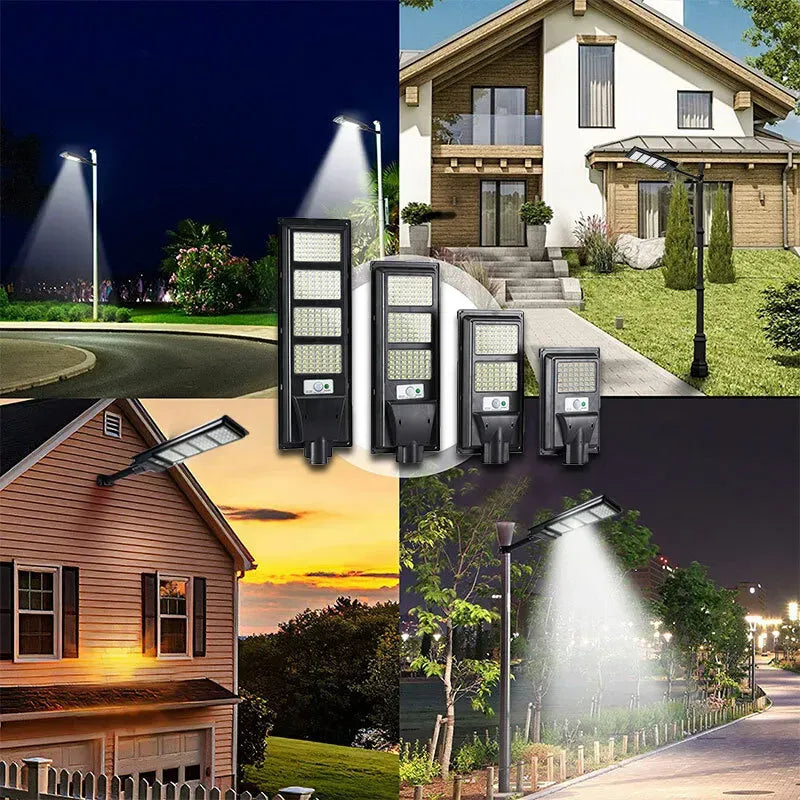 Solar LED Street Light with Radar Sensor, Black, 640W, Outdoor Flood Lamp