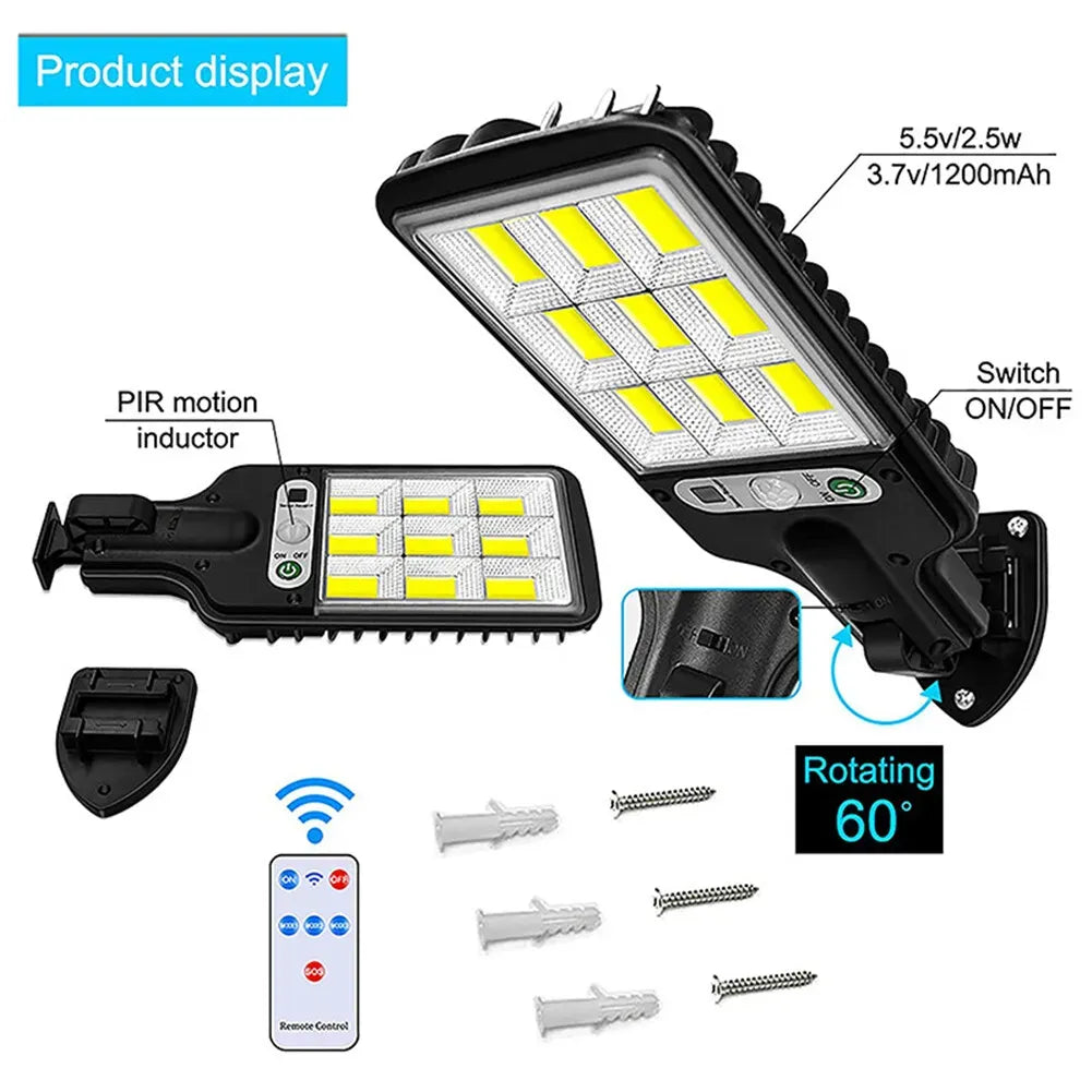 8-Pack 9000W Black Solar Security Lights with PIR Motion Sensor for Outdoor Use - Pack of 2
