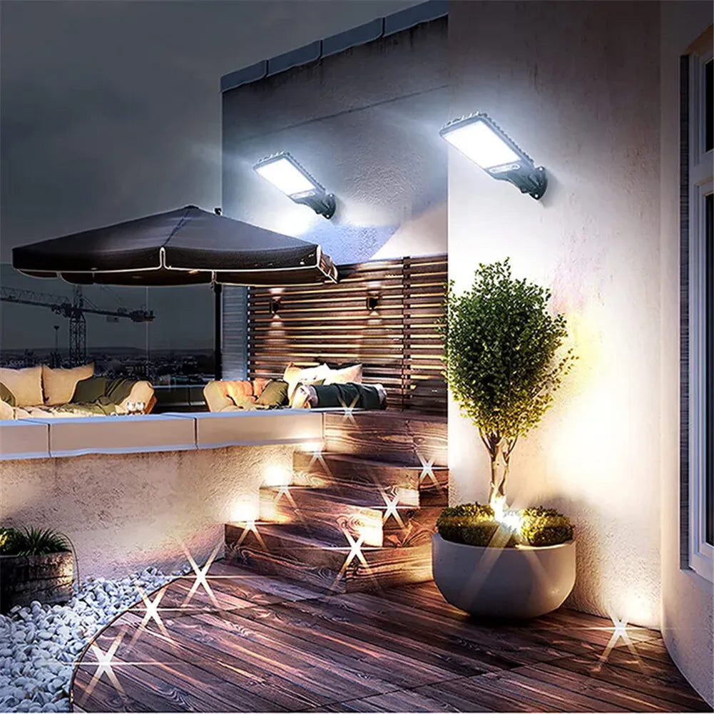 8-Pack 9000W Black Solar Security Lights with PIR Motion Sensor for Outdoor Use - Pack of 2