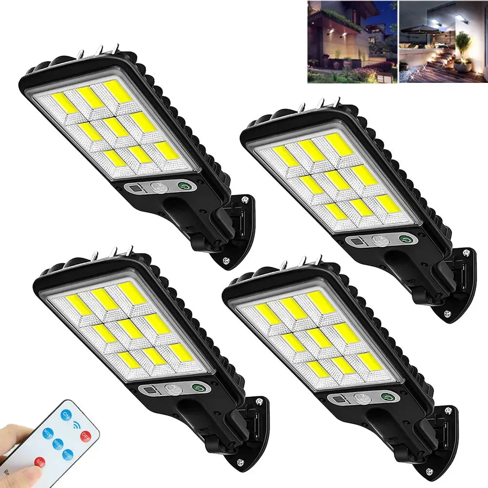 8-Pack 9000W Black Solar Security Lights with PIR Motion Sensor for Outdoor Use - Pack of 4