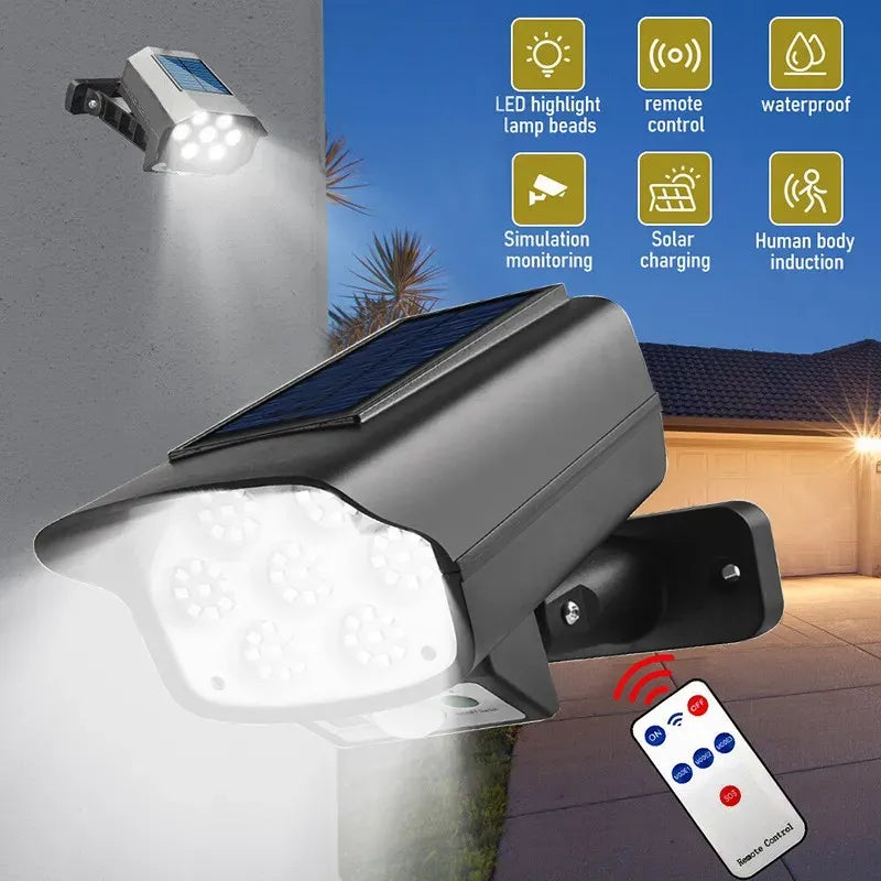 LED Solar Motion Sensor Light Black Outdoor Security Flood Lamp 63 LED 1200mAh