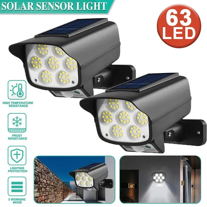 LED Motion Solar Sensor Light 63 LED Black Outdoor Security Flood Lamp 2-Pack
