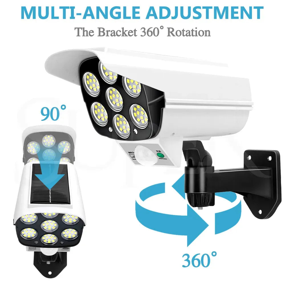 White 77 LED Solar Motion Sensor Light with Remote, Black Outdoor Security Flood Lamp