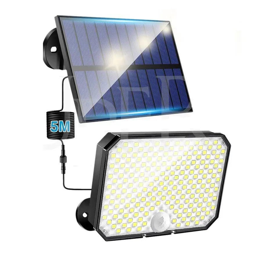 190 LED Black Solar Powered Motion Sensor Outdoor Security Flood Light