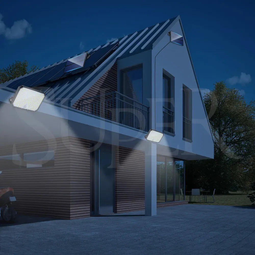 190 LED Black Solar Powered Motion Sensor Outdoor Security Flood Light